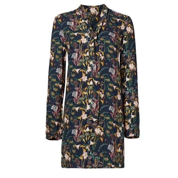 Greylin Anthropologie Womens Breann Floral Tie Neck Mini Dress Size M - Picture 1 of 13